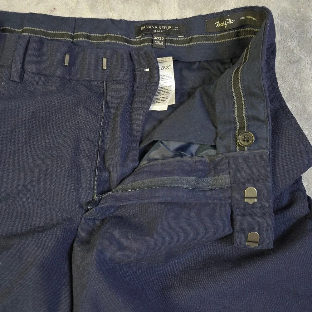 Banana Republic Dress Pants‎ Men's 32x30 Navy Performance Italian Wool Marzotto